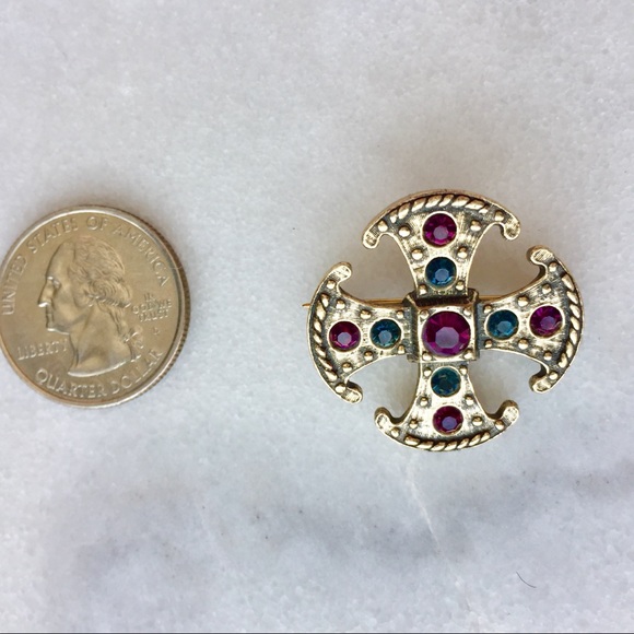 💟Multicolor Gem Silver Rustic Pin Brooch💟 - Picture 2 of 5